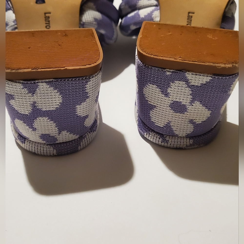 Larroude Laguna Sandals Lilac Lavender Purple Floral Slides Mules size 9.5 - Picture 7 of 7
